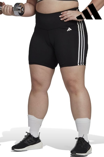 adidas Black Curve Training Essentials 3-Stripes High-Waisted Short Leggings (T51372) | £30