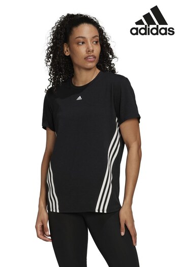 adidas Black Performance Train Icons 3-stripes T-Shirt (T51426) | £35