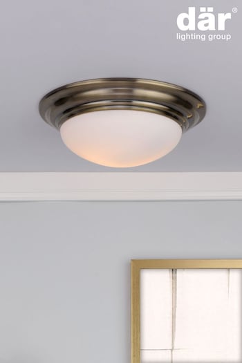 Dar Lighting Brass Biba Large Bathroom Flush Ceiling Light (T51555) | £79