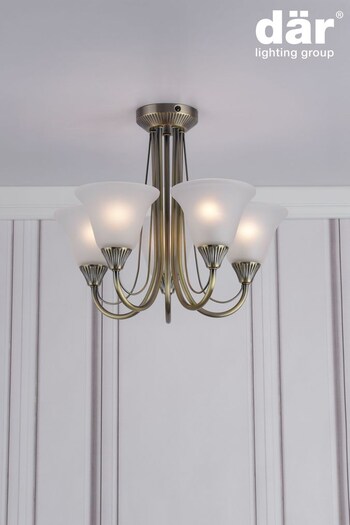 Dar Lighting Brass Maine 5 Light Semi Flush Ceiling Light (T51568) | £97