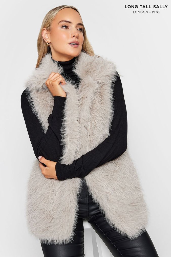 Black fur gilet size 18 sales