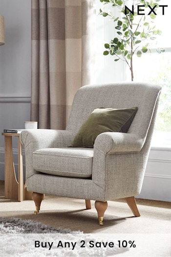 Chunky Weave Dove Grey Ashford Highback Accent Chair (T51972) | £475
