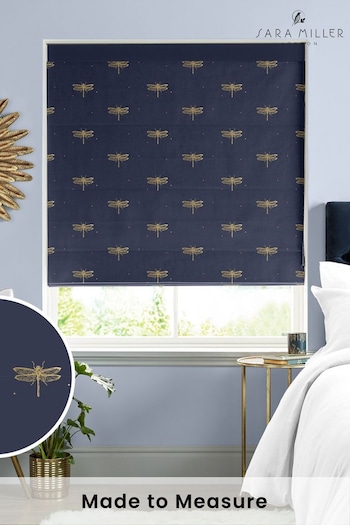 Sara Miller Navy Dragonfly Made to Measure Roman Blind (T52152) | £79