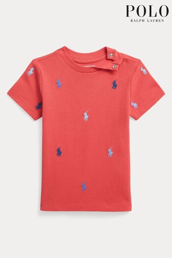 Polo Ralph Lauren Baby Red All-Over Pony Logo T-shirt (T52194) | £55
