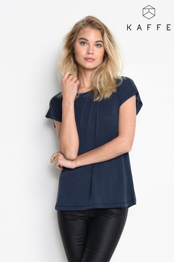 Kaffe Blue Lise Marie Cap Sleeve T-Shirt (T52226) | £35