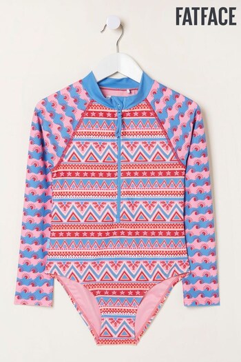 FatFace Pink Aztec Long Sleeve Swimsuit (T52350) | £19.50