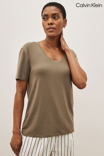 Calvin Klein Green Ultra Light Lounge Crew Neck T-Shirt (T52415) | £36