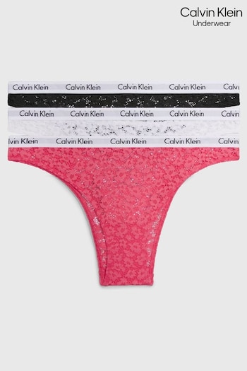 Calvin Klein Pink Carousel Lace Brazilian Knickers 3 Pack (T52514) | £40