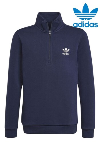 adidas Originals Junior Black Adicolor Half-Zip Sweatshirt (T52611) | £38