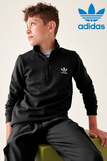 rubber Originals Junior Black Adicolor Half-Zip Sweatshirt (T52657) | £38