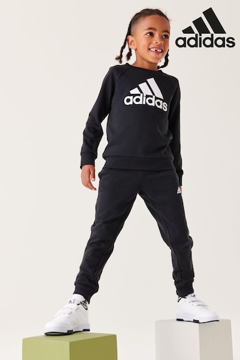 adidas bb0684 Black Kids Little Essentials Logo French Terry Jogger Set (T52661) | £35