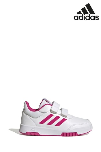 adidas White/Pink Kids Silverwear Tensaur Hook And Loop Trainers (T52882) | £28