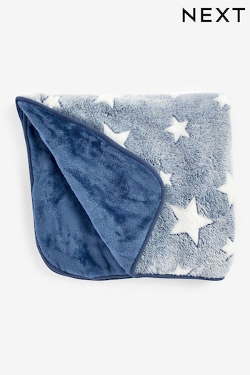 Blue Baby Teddy Borg Fleece Blanket (T53178) | £13