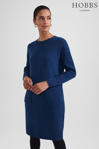 Hobbs Blue Devora Knitted Dress (T53186) | £129