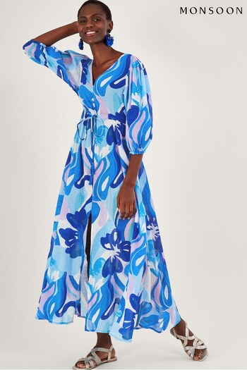 Monsoon Blue Swirl Print Maxi Dress (T53199) | £75