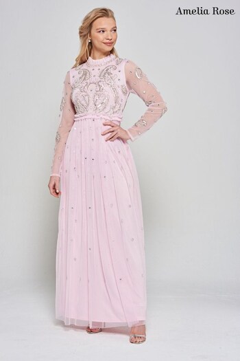 Amelia Rose Pin kEmbellished Maxi Dress (T53230) | £165