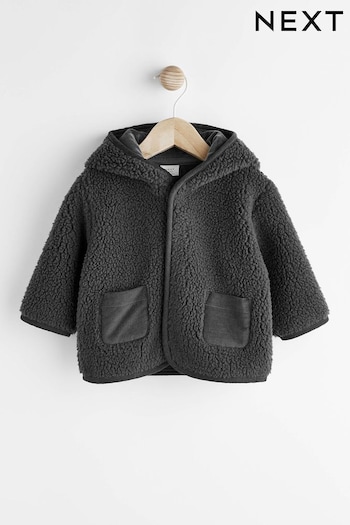 Charcoal Grey Teddy Baby Cosy Fleece Borg Jacket (T53236) | £16 - £17