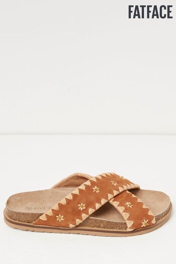 FatFace Brown Embroidered Meldon Sandals (T53242) | £59