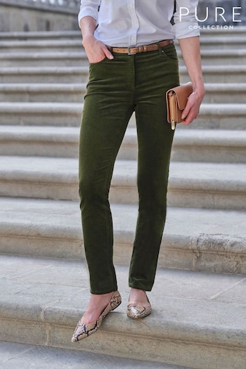 Pure Collection Green Washed Velvet Jeans (T53248) | £115