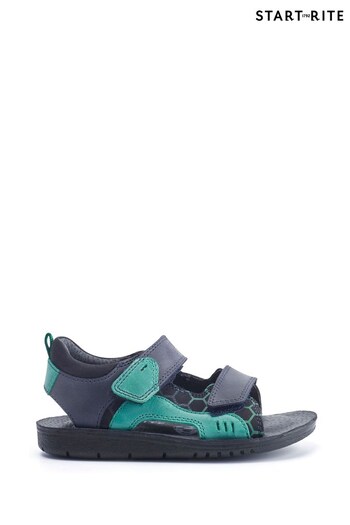 Start Rite Navy Blue Beachball Leather Riptape Sandals (T53279) | £40