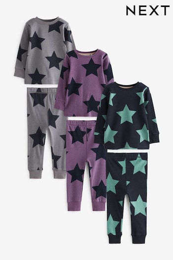 Purple/Navy Blue Star Snuggle Pyjamas 3 Pack (9mths-12yrs) (T53645) | £26 - £35