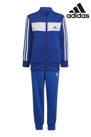 adidas Blue Little Kids Essentials 3-Stripes Shiny Tracksuit (T53677) | £35