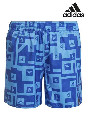 adidas Blue Must Have Graphic Swim Shorts (T53722) | £22