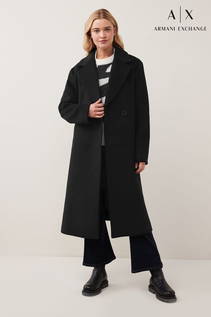 Armani exchange black best sale coat