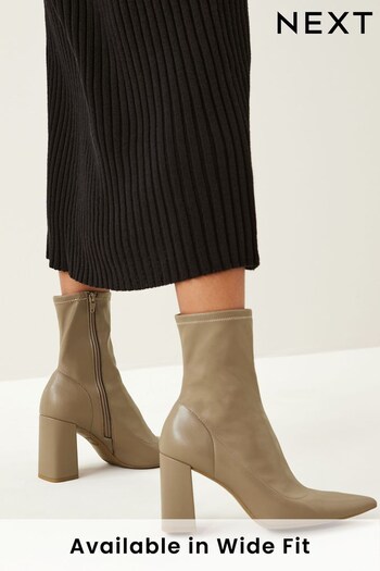 Mink Brown Forever Comfort® Point Toe Sock Ankle Boots (T54046) | £50