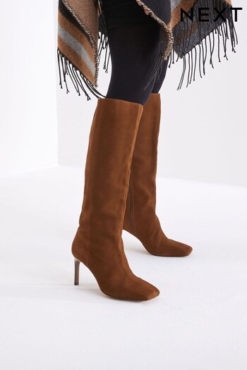 Tan Brown Forever Comfort® Square Toe Knee High Boots (T54049) | £95