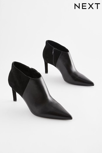 Black Signature Leather Forever Comfort® Point Toe Heeled Shoe Boots (T54051) | £75