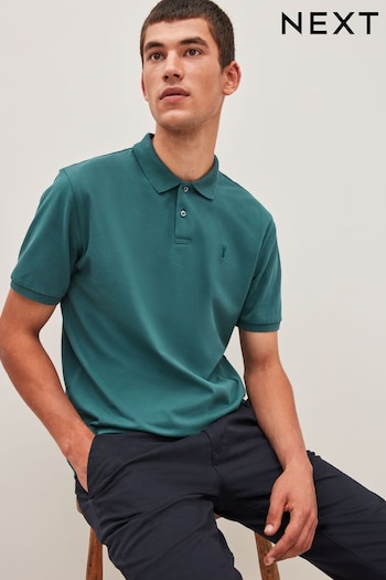 Blue Teal Ocean Regular Fit Pique Polo Shirt (T54071) | £18