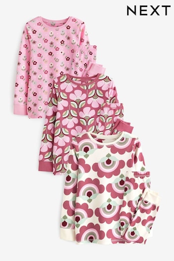 Pink/Cream Retro Print Pyjamas 3 Packs (9mths-12yrs) (T54118) | £30 - £39