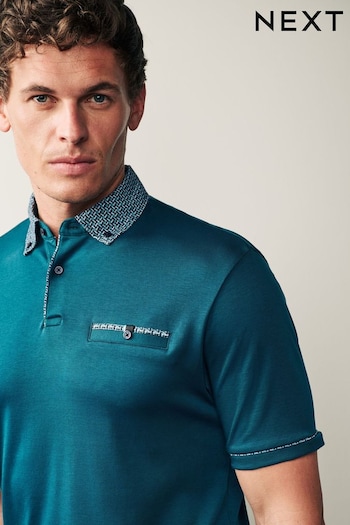Teal Blue Smart Collar Polo Shirt (T54120) | £30