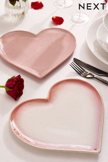 Set of 2 Pink Heart Shaped Side Plates (T54121) | £14