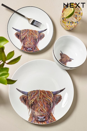 12 Piece Multi Colour Cow Dinner Set (T54125) | £40