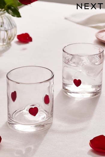 Red Heart Tumbler Glasses Pack of 2 (T54150) | £16