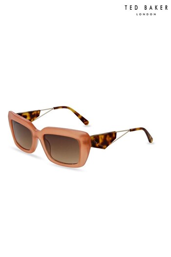 Ted Baker Womens Directional Rectangular Fashion Sunglass with Bevelled Edges and Architectural Contrast Temples (T54206) | £130