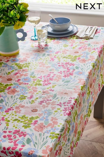 Pink Lisse Floral Wipe Clean Table Cloth (T54238) | £24 - £28