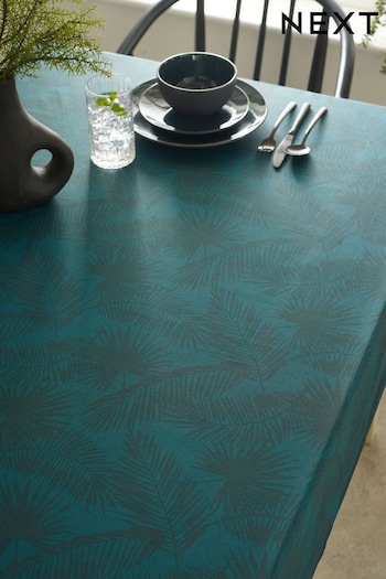 Teal Blue Palm Leaf Wipe Clean Table Cloth (T54239) | £28