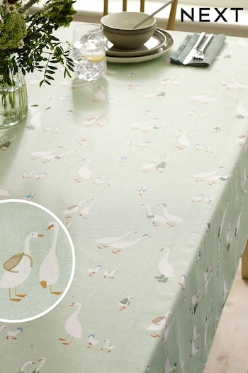 Sage Green Geese Family Wipe Clean Table Cloth (T54242) | £28