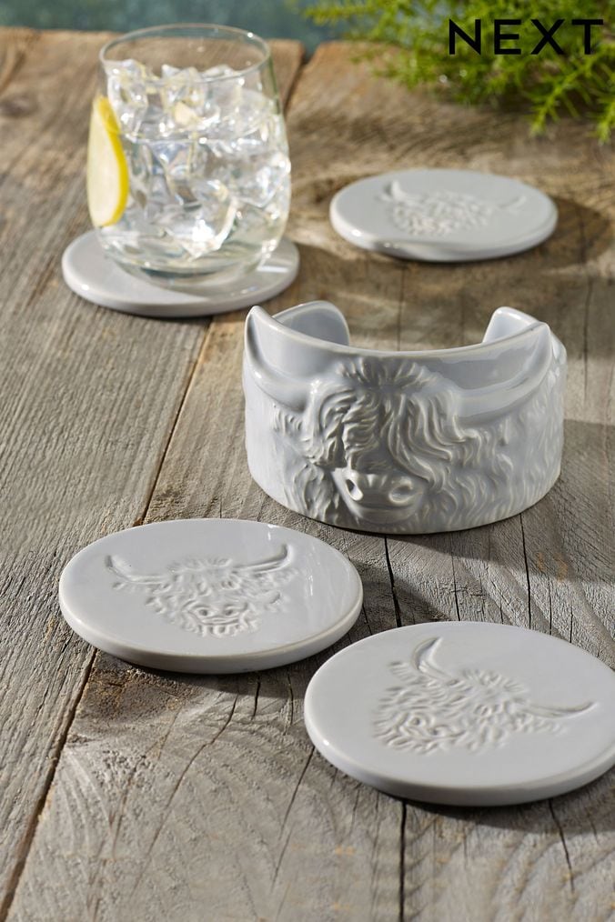 Grey shop drink coasters