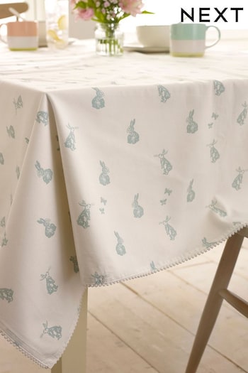 White Bunny Rabbit Cotton Tablecloth (T54259) | £30