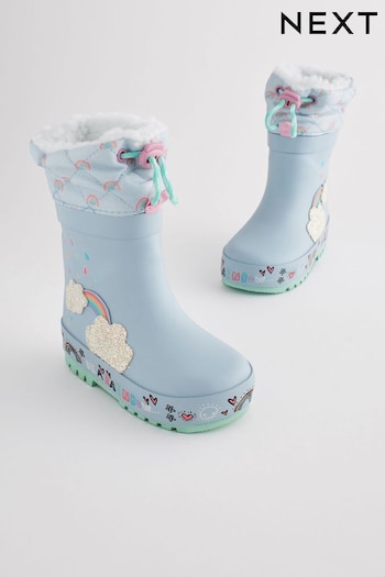Baby Blue Rainbow Thermal Thinsulate™ Lined Cuff Wellies (T54349) | £16 - £18