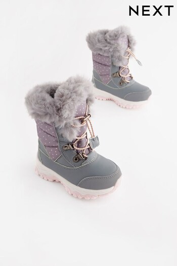 Grey Warm Lined Snow Boots (T54365) | £41 - £45