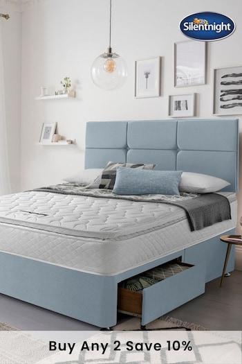 Silentnight Blue Eco 800 Pocket Pillow Top Mattress and 2 Drawer Divan Base Bed Set (T54552) | £575 - £795