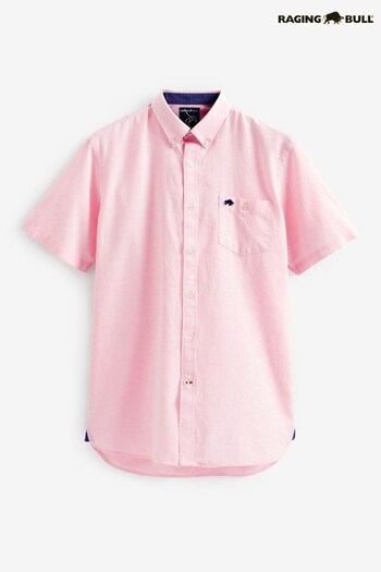 Raging Bull Pink Short Sleeve Classic Linen Shirt (T54856) | £32 - £37