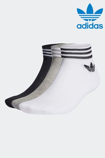 adidas Originals White Trefoil Ankle Socks 3 Pack (T54944) | £12