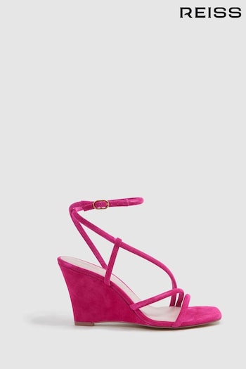 Reiss Pink Cassie Suede Strappy Wedge Heels (T55228) | £168