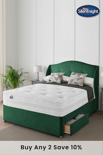 Silentnight Green Eco 1200 Mirapocket Mattress and 2 Drawer Velvet Divan Base Bed Set (T55295) | £850 - £1,030